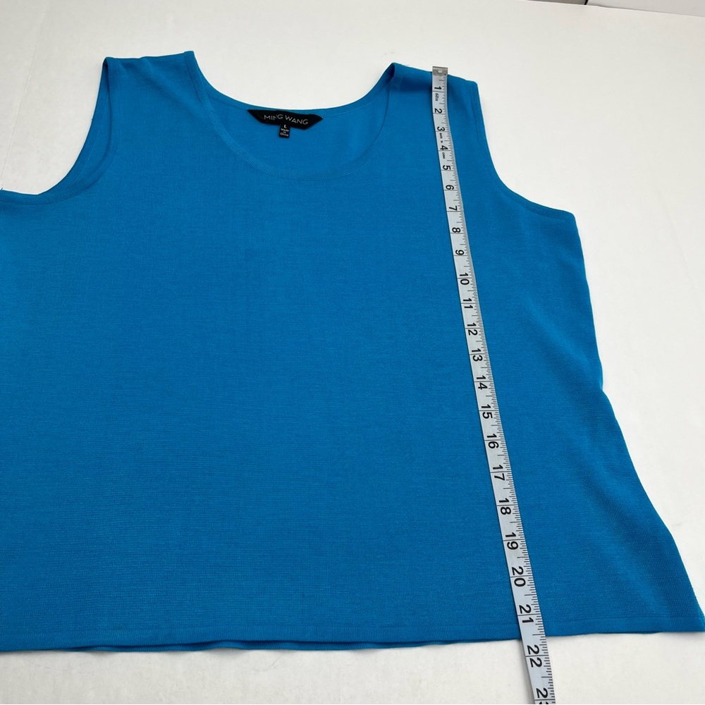 Ming Wang Blue Top Blouse Shell Sleeveless Womens‎ Size Large Stretch *TINY FLAW - Picture 8 of 9